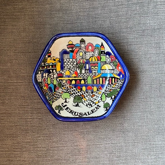 Vintage Hexagon Ceramic Holy Land Jerusalem Small Bowl